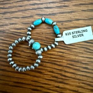 TWO FOR ONE Sterling Silver and Turquoise Beaded Ring